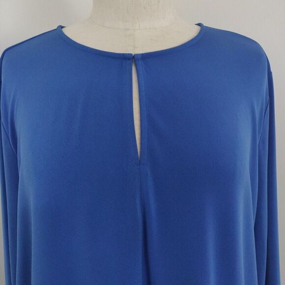 Lauren Ralph Lauren Keyhole Neck Tunic Top Sz 2X Blue Stretch Jersey 3/4 Sleeves - Picture 3 of 8